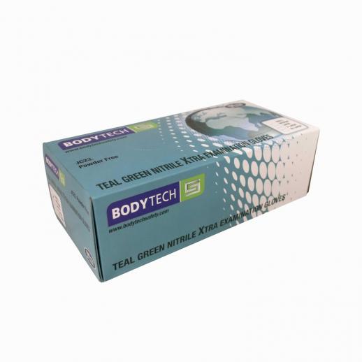  Bodytech Disposable Teal Long Cuff Nitrile Gloves 