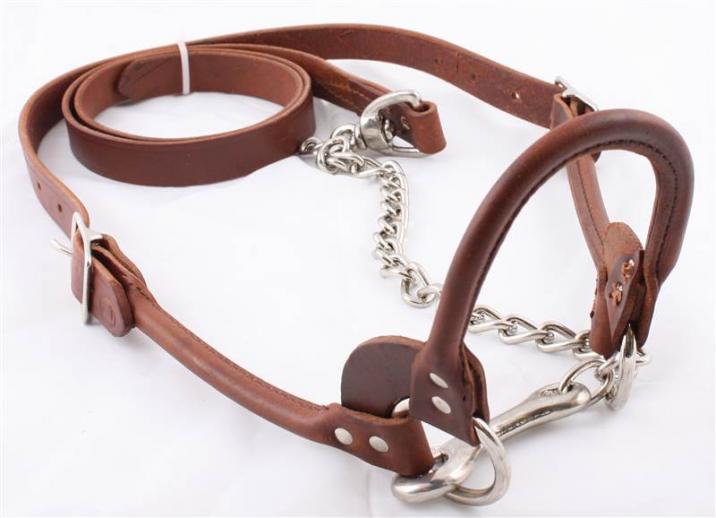  Classic Brown Leather Rolled Halter  