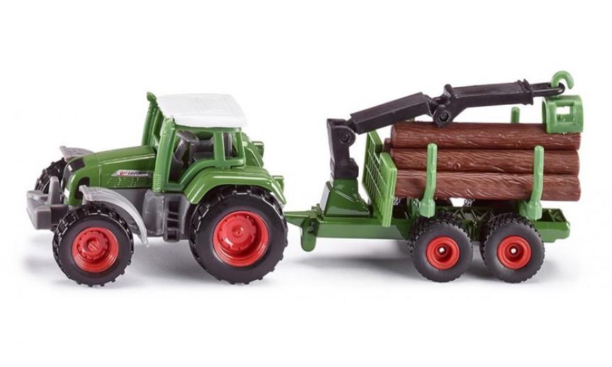  Siku Tractor with Forestry Trailer & Logs 