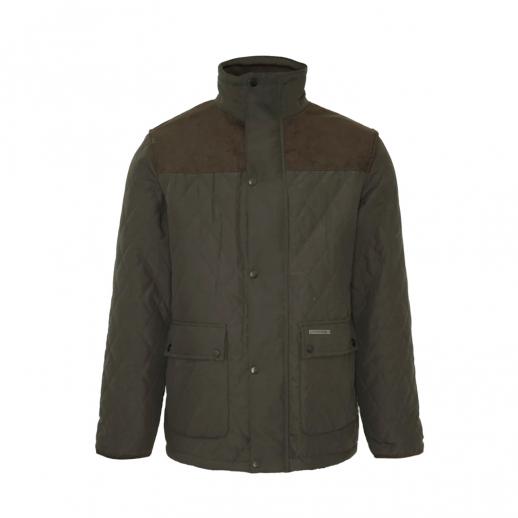  Champion Lewis Mens Diamond Quilted Corduroy Shoulder Jacket Olive
