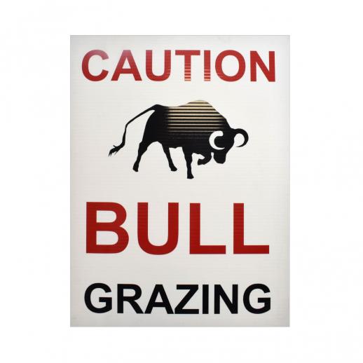  Caution Bull Grazing Corriboard Sign - 500mm 375mm