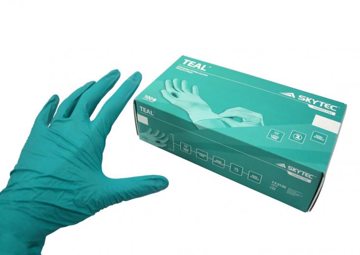  Skytec Teal Powder Free Nitrile Gloves 
