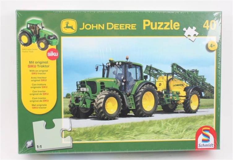  John Deere Tractor & Sprayer 40 Piece Jigsaw Puzzle with Free Toy Tractor Inside! 