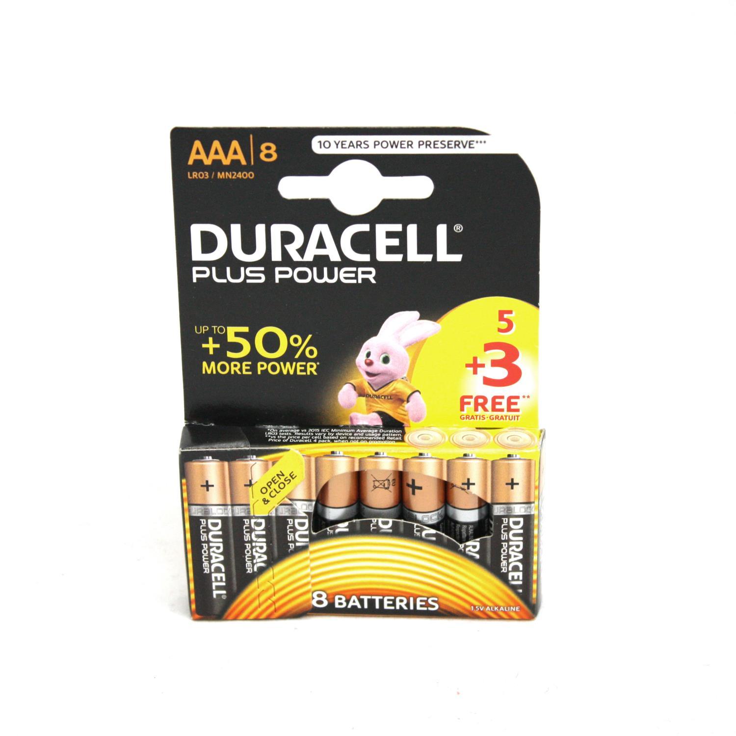 Buy Duracell Plus Power AAA Batteries 8 Batteries from Fane Valley