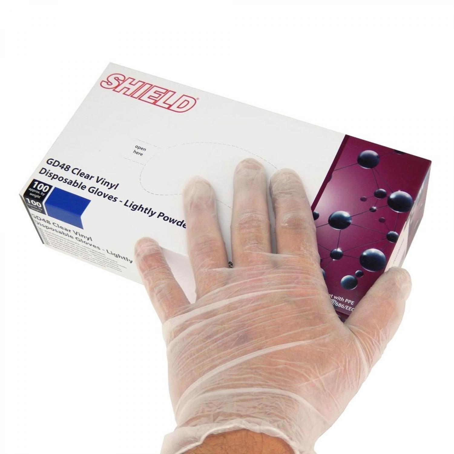 Buy Shield Lightly Powdered Vinyl Gloves Box of 100 from Fane Valley