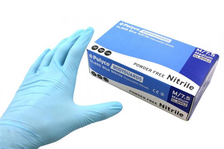  Polyco Bodyguard Blue Nitrile Powder Free Small Gloves 