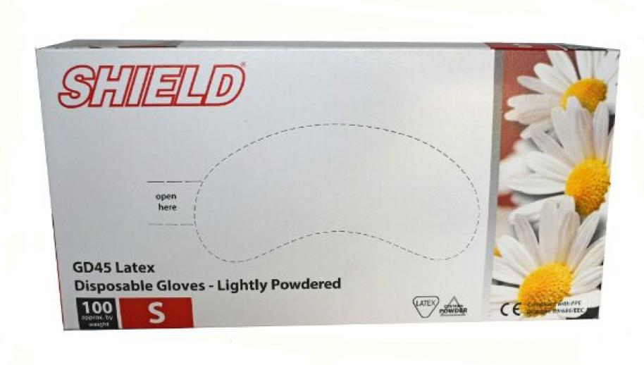  Shield Powdered Latex Gloves 