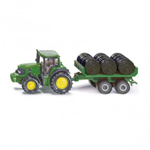  Siku 1632 John Deere Tractor c/w Trailer and Bales
