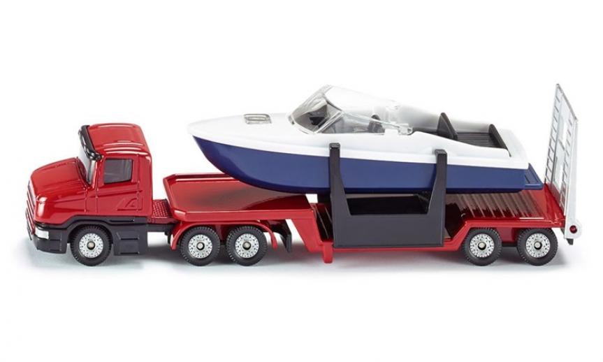  Siku Minature Low Loader Lorry with Speed Boat 
