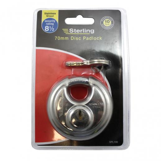  Sterling 70mm Stainless Steel Disc Padlock