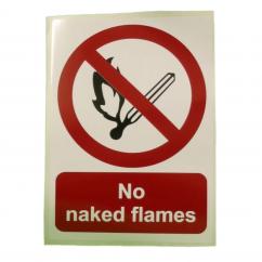 Self Adhesive No Naked Flames Sign - 152mm x 216mm image