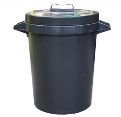 Stadium Black Plastic Dust Bin with Lid  image