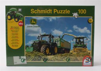 John Deere 7310R Tractor with 8600i Forage Harvester 100pc Jigsaw + Siku Tractor image