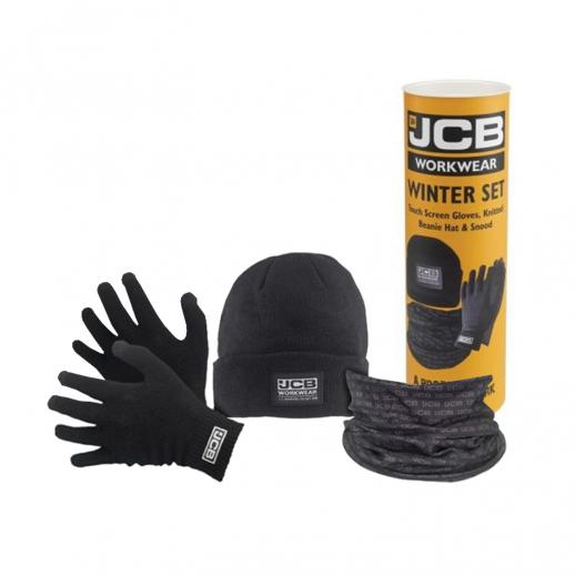 JCB Winter Set Black - Gloves, Beanie Hat & Snood