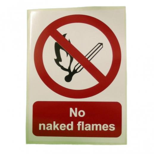  Self Adhesive No Naked Flames Sign - 152mm x 216mm