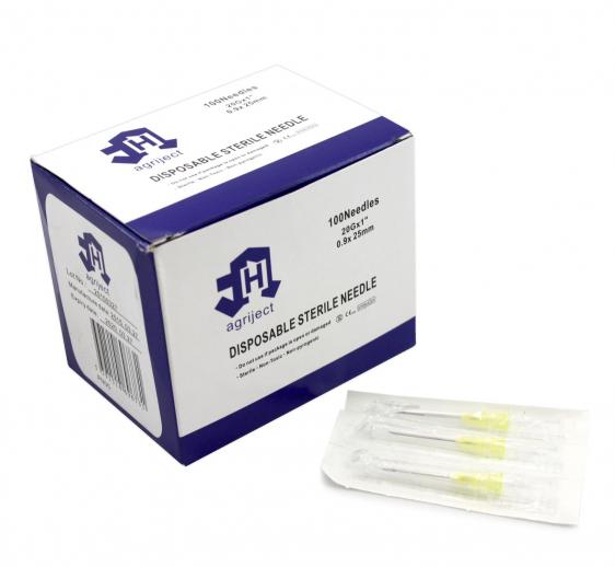  Agriject Disposable Needles with Plastic Hub Luer Lock  