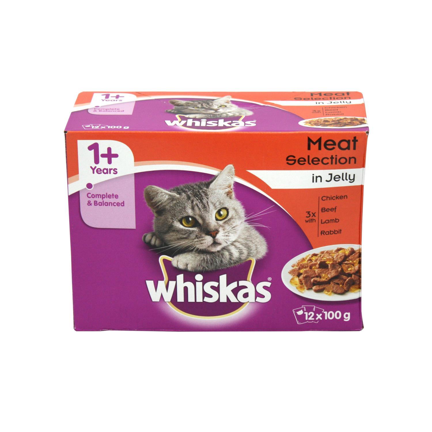 Buy Whiskas Meat Jelly Pouch 12 x 100g from Fane Valley Stores Agricultural Supplies