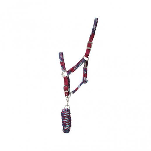  Hy Equestrian Multicolour Adjustable Head Collar and Lead Rope