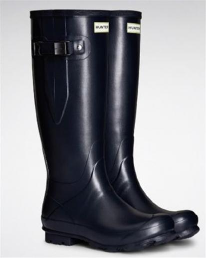  Hunter Ladies Norris Side Adjustable Field Wellington Boots in Navy 