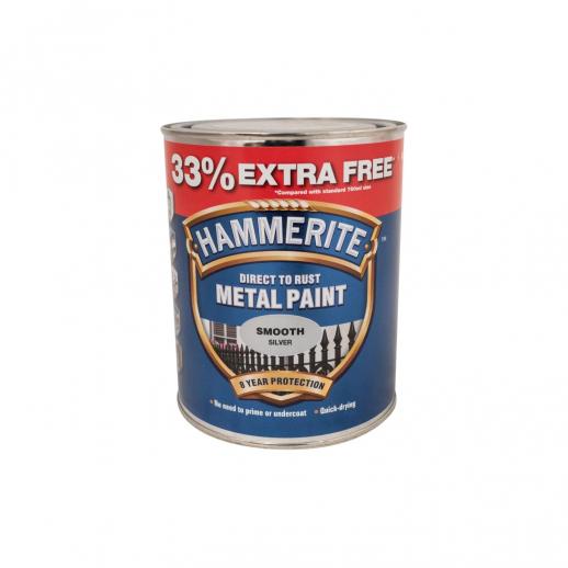  Hammerite Metal Paint Silver 750ml+33% free
