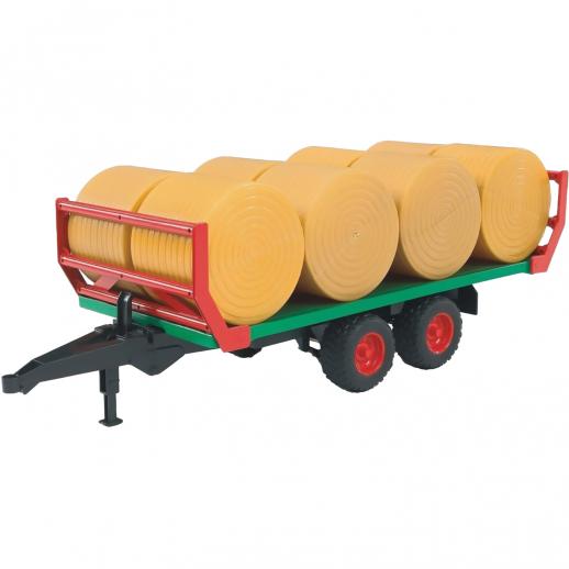  Bruder Bale Transport Trailer with 8 Round Bales 1:16 