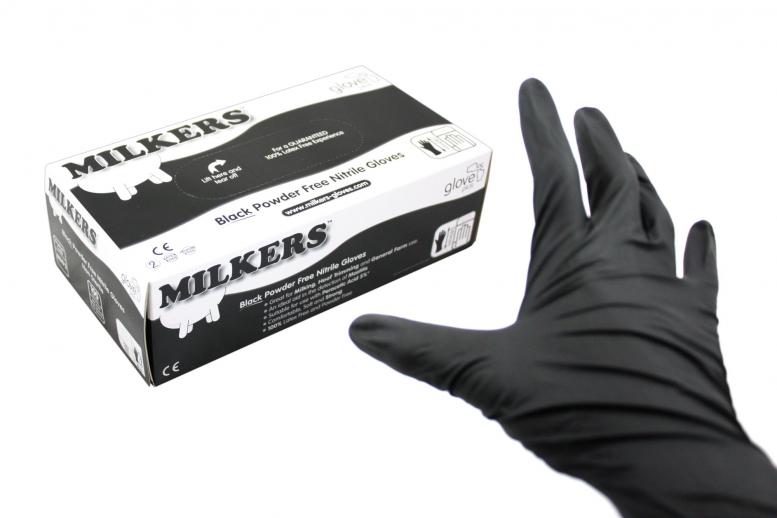  Milkers Black Nitrile Gloves 