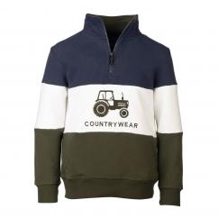 Rydale Byland Junior Sweatshirt Tractor Navy/White/Olive image