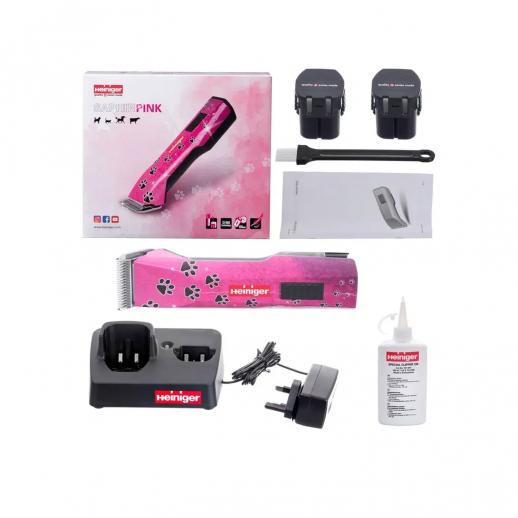  Heiniger Saphir Pink Small Animal Cordless Clipper c/w Blade Set 707