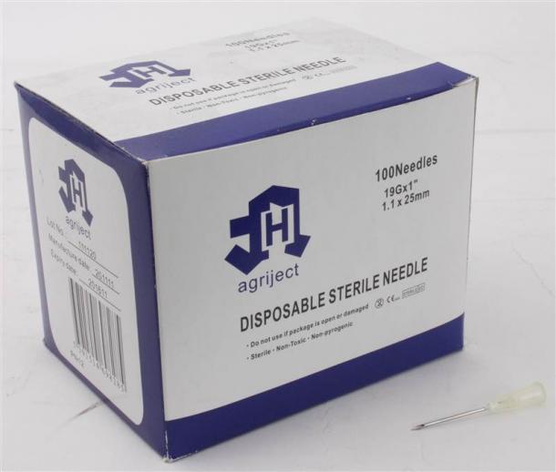  Disposable Needle with Plastic Hub Luer Lock 19G x 1" 