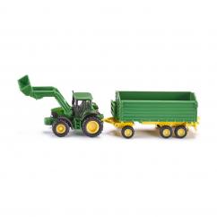 Siku 1843 John Deere Tractor c/w Loader & Trailer image