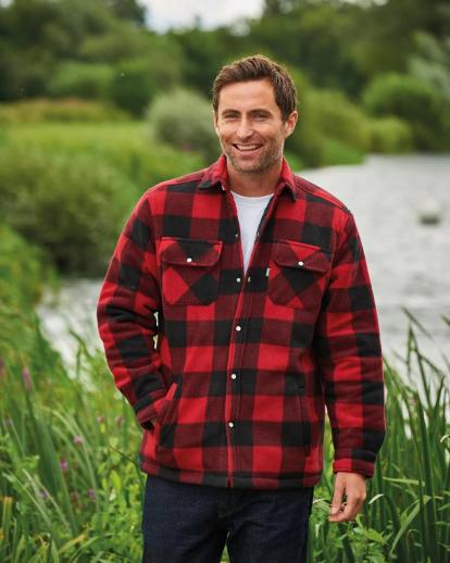  Champion Kinross Long Sleeve Quilted Fleece Shirt Red S