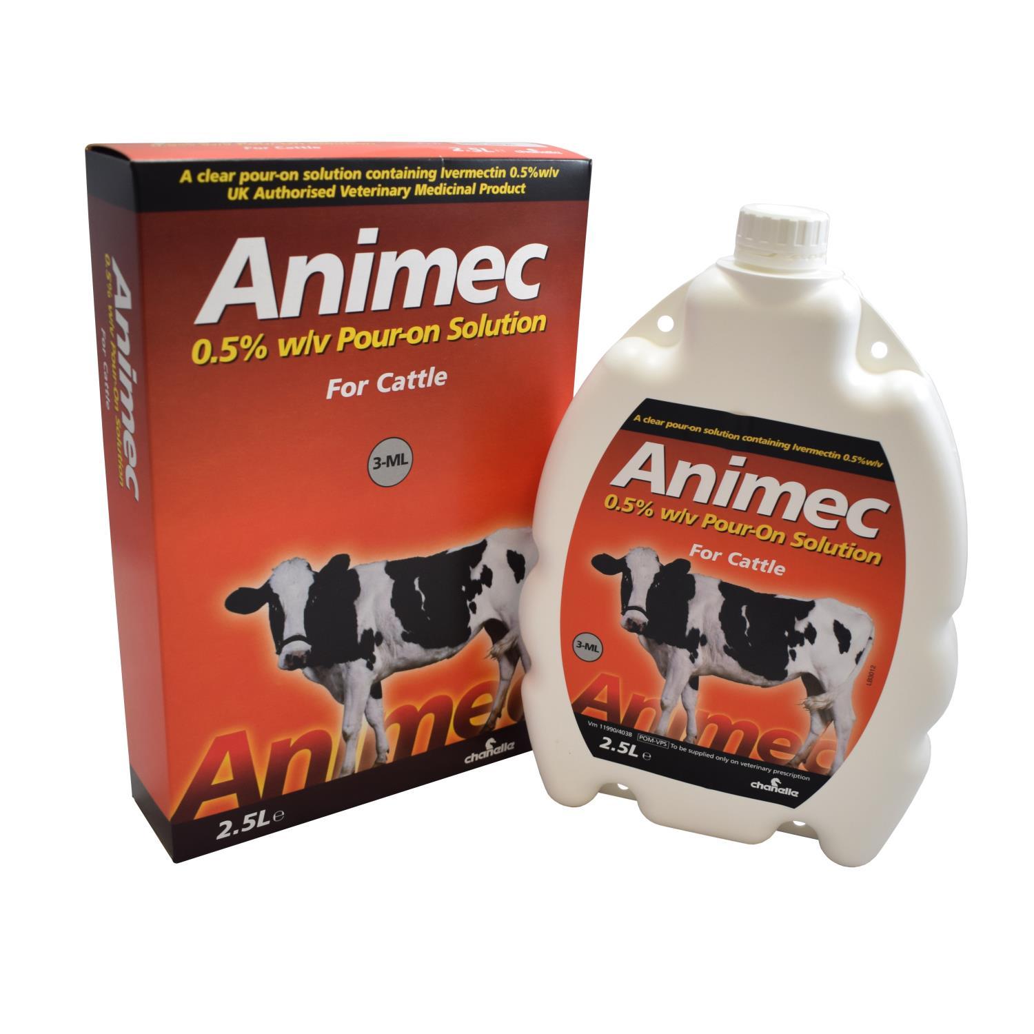 Buy Animec 0.5 w/v Pour On Solution for Cattle 2.5L from Fane Valley Stores Agricultural Supplies