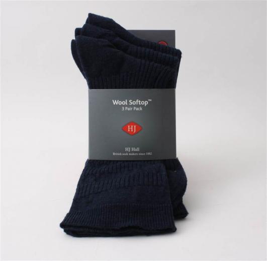  HJ Hall Original Wool Softop Navy Socks 
