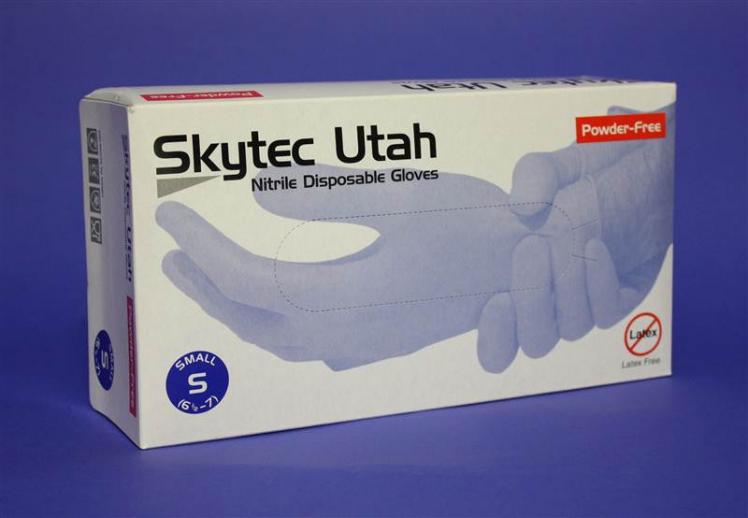  Skytech Utah Nitrile Powder Free Disposable Gloves Blue 
